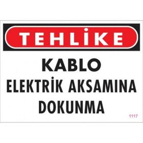 Katar Market Kablo Elektrik Aksamına Dokunma Uyarı Levhası