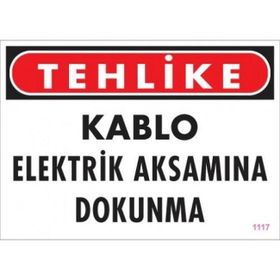 Katar Market Kablo Elektrik Aksamına Dokunma Uyarı Levhası