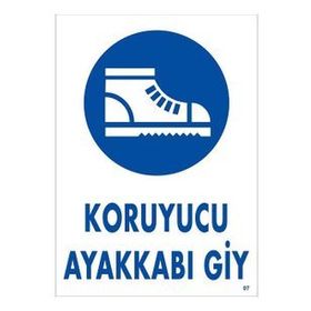 Katar Market Koruyucu Ayakkabı Giy Uyarı Levhası