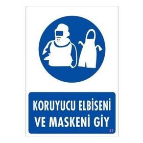 Katar Market Koruyucu Elbiseni ve Maskeni Giy Uyarı Levhası