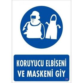 Katar Market Koruyucu Elbiseni ve Maskeni Giy Uyarı Levhası