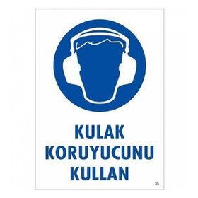 Katar Market Kulaklık Koruyucunu Kullan Uyarı Levhası