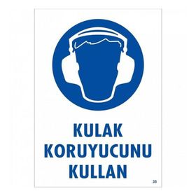 Katar Market Kulaklık Koruyucunu Kullan Uyarı Levhası