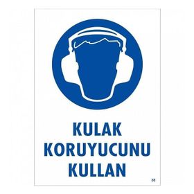 Katar Market Kulaklık Koruyucunu Kullan Uyarı Levhası