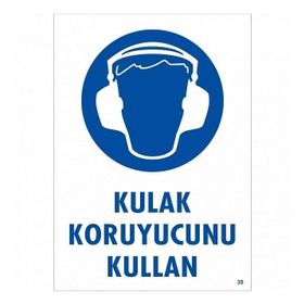 Katar Market Kulaklık Koruyucunu Kullan Uyarı Levhası