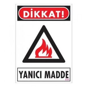 Katar Market Yanıcı Madde Uyarı Levhası