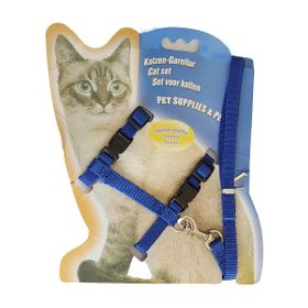 Katzen-Garnitur 1 x 120 cm Düz Renk Mavi Kedi Göğüs Tasma