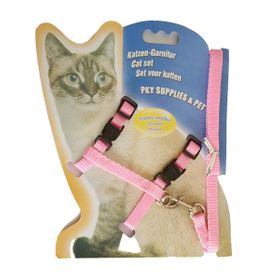 Katzen-Garnitur 1 x 120 cm Düz Renk Pembe Kedi Göğüs Tasma