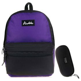 Kaukko Basic Duble Colors Bordo Siyah Sırt Çantası ve Kalem Çantası