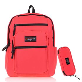 Kaukko Full Pocket Mercan Sırt Çantası ve Kalem Çantası