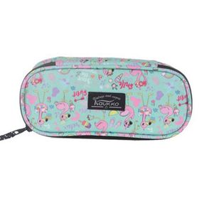Kaukko K2329 Nature Flamingo Mint Özel Bölmeli Kalem Çantası