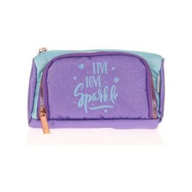 Kaukko K2532 Duble Koyu Lila Sparkle Plump Kalem Çantası