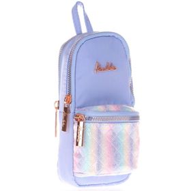 Kaukko Kapitone Floral Mavi Bright Üç Gözlü Kız Çocuk Kalem Çantası
