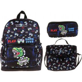 Kaukko Kids&Love Erkek Çocuk Siyah Dinazor İlkokul Okul Sırt Çantası