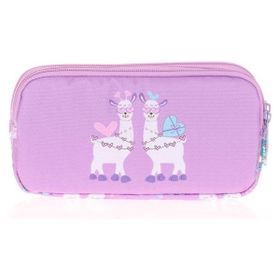Kaukko L8093 Kids Love Aynalı Taşlı Lama 3 Bölmeli Kalem Çantası