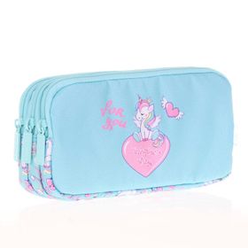 Kaukko L8094 Kids Love Aynalı Taşlı Unıcorn 3 Bölmeli Kalem Çantası