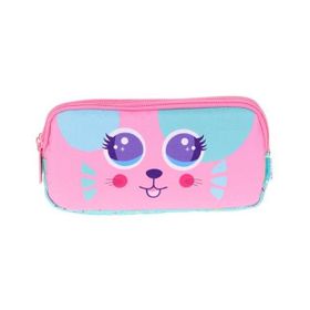 Kaukko L8118 Kids Love 3 Bölmeli Cute Face Cat Kalem Çantası
