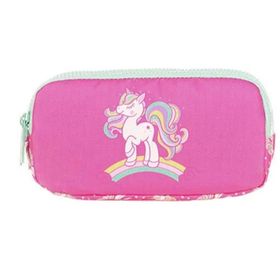 Kaukko L8136 Aynalı Taşlı Unicorn Pembe Kids 3 Bölmeli Kalem Çantası