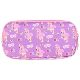 Kaukko L8137 Aynalı Taşlı Flamingo Lila Kids 3 Bölmeli Kalem Çantası