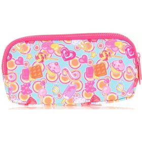 Kaukko L8139 Aynalı Nakışlı Sweet Mavi Kids 3 Bölmeli Kalem Çantası