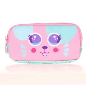 Kaukko L8145 Cute Face Mouse Pembe Kids 3 Bölmeli Kalem Çantası