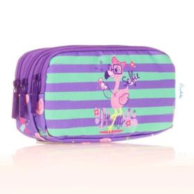 Kaukko L8148 Paterned Flamingo Lila Kids 3 Bölmeli Kalem Çantası