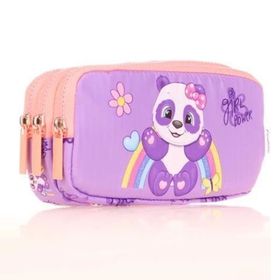 Kaukko L8154 Toys Panda Lila Kids 3 Bölmeli Kalem Çantası