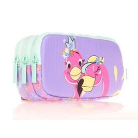 Kaukko L8156 Toys Flamingo Lila Kids 3 Bölmeli Kalem Çantası
