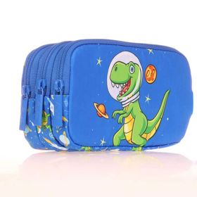 Kaukko L8173 Toys Dinosaur Mavi Kids 3 Bölmeli Kalem Çantası
