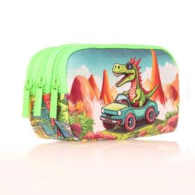 Kaukko L8189 Sweet Dinosaur Mavi Kids 3 Bölmeli Kalem Çantası