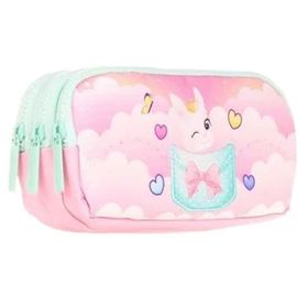 Kaukko L8196 Layer Animals Pembe Kids 3 Bölmeli Kalem Çantası