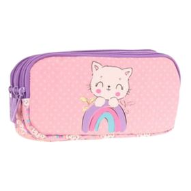 Kaukko L8241 Kids Plush Cat 3 Bölmeli Kalem Çantası