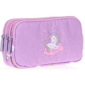 Kaukko Lila Flamingo Kids Love Üç Bölmeli Kız Çocuk Kalem Çantası