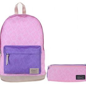 Kaukko Wichlight Mor Pembe Çiçekli Okul ve Günlük Sırt Çanta Seti