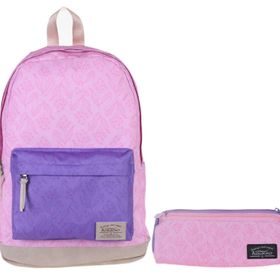 Kaukko Wichlight Mor Pembe Çiçekli Okul ve Günlük Sırt Çanta Seti