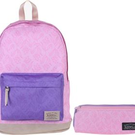 Kaukko Wichlight Mor Pembe Çiçekli Okul ve Günlük Sırt Çanta Seti