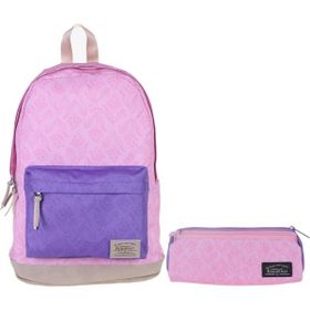 Kaukko Wichlight Pembe-Mor Çiçek Desenli Okul Ve Günlük Sırt Çantası