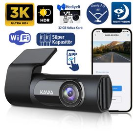 Kawa D6 3K 1620P 145 Derece Geniş Açı Lens DSI-2 Gece Görüşlü G-Sensörlü WDR WIFI Araç Kamerası