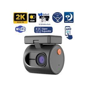 Kawa Mini 3 32 GB GeN2 2K 1296P WiFi 145 Derece Geniş Açı Gece Görüşlü Hafıza Kartlı Akıllı Araç Kamerası