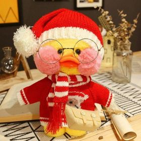 Kawaii Karikatür Lalafanfan 30 cm Kırmızı Ördek Peluş Doğum Günü Armağanı