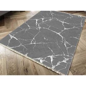 Kaymaz Taban Dijital Baskı Kadife Crack Wall Antrasit 180x280 cm Salon Halı