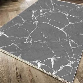 Kaymaz Taban Dijital Baskı Kadife Crack Wall Antrasit 180x280 cm Salon Halı