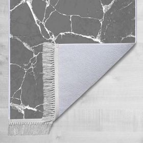 Kaymaz Taban Dijital Baskı Kadife Crack Wall Antrasit 180x280 cm Salon Halı