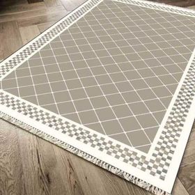 Kaymaz Taban Dijital Baskı Kadife Dama Cappucino 180x280 cm Salon Halı