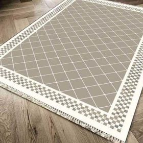 Kaymaz Taban Dijital Baskı Kadife Dama Cappucino 180x280 cm Salon Halı