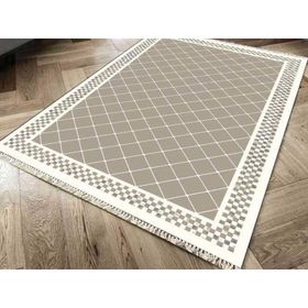 Kaymaz Taban Dijital Baskı Kadife Dama Cappucino 180x280 cm Salon Halı