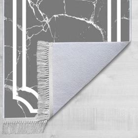 Kaymaz Taban Dijital Baskı Kadife Linear Stone Antrasit 180x280 cm Salon Halı
