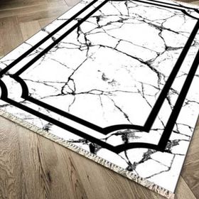 Kaymaz Taban Dijital Baskı Kadife Linear Stone Beyaz 180x280 cm Salon Halı
