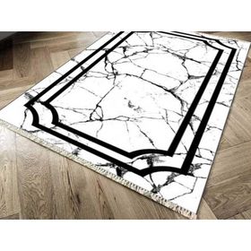 Kaymaz Taban Dijital Baskı Kadife Linear Stone Beyaz 180x280 cm Salon Halı