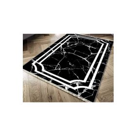 Kaymaz Taban Dijital Baskı Kadife Linear Stone Siyah 180x280 cm Salon Halı